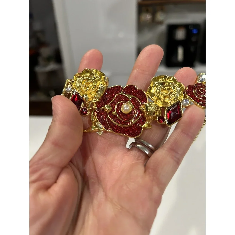 Disney‎ Store Belle Costume Jewelry Princess Necklace Beauty Beast Lumiere